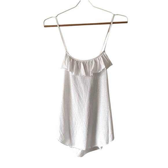 CHASER White Cross Strap Ruffle Tank Top Small - Picture 1 of 4